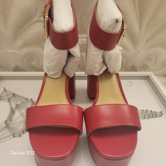 Michael Kors Red Leather Platform Block Heeled Sandals. NWT. Various - Picture 4 of 9